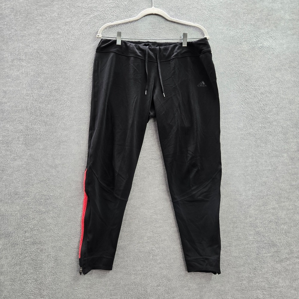 Adidas Women Activewear Pants Xl Black Leggings Running Climacool Cropped Logo
